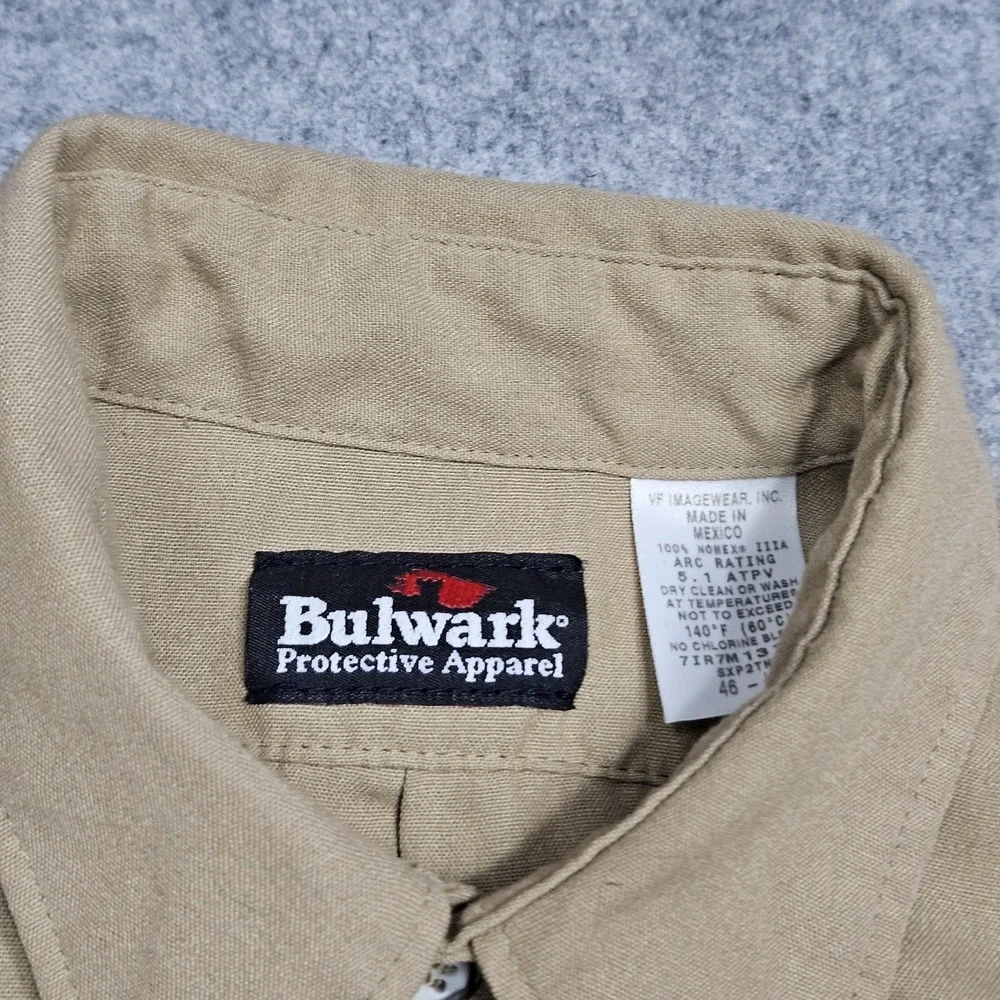 Bulwark‎ FR Shirt Mens Beige 46-Long Flame Resistant Long Sleeve Button Up